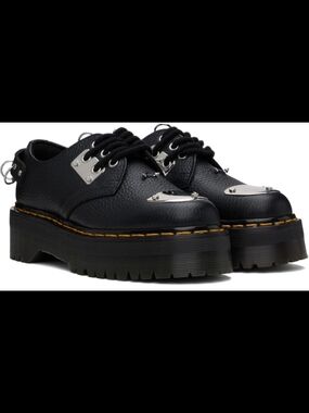Dr. Martens Black 1461 Piercing Nappa Leather Platform Derbys